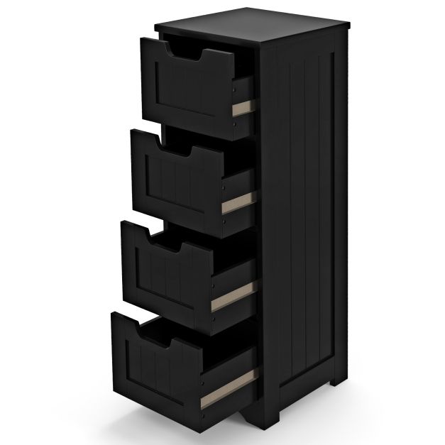 Floor Storage Cabinet Freestanding Bathroom Cabinet with 4 Drawers-Black