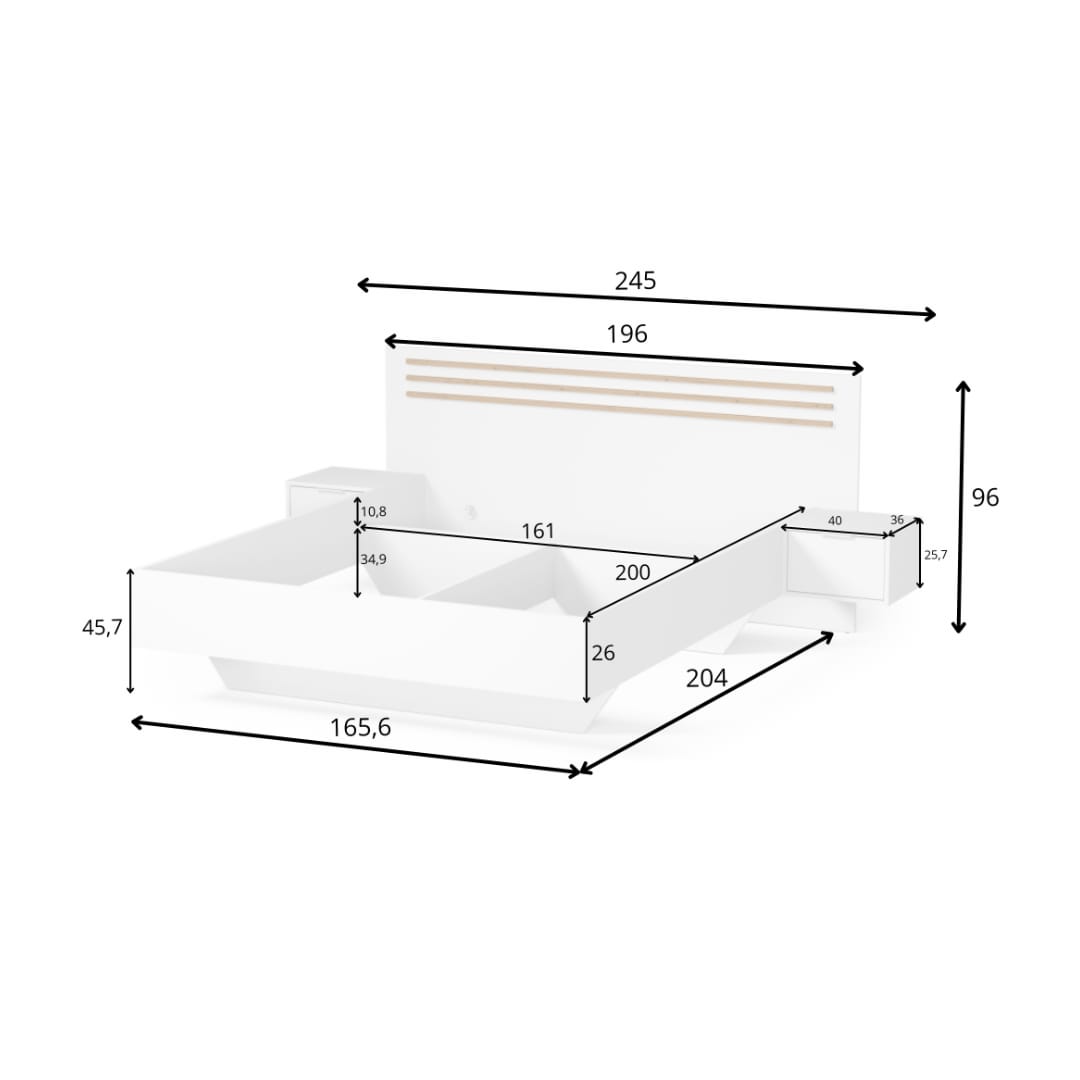 Florencja Bed Frame With Bedside Cabinets [EU King]