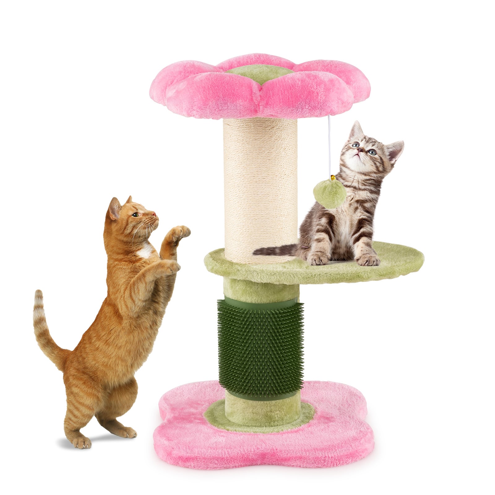 Flower Cat Tree 69 CM Tall Kitten Tower with Hanging Ball-Pink