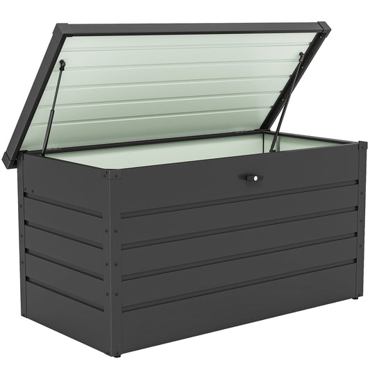 Outsunny 311L Galvanised Steel Garden Storage Box - Dark Grey
