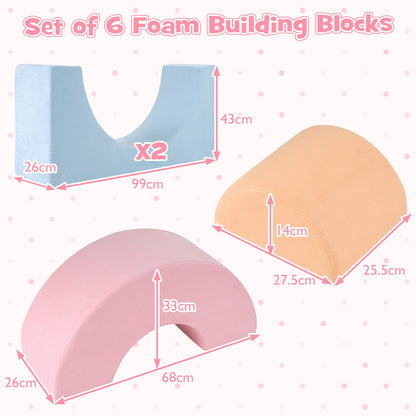 Foam Climbing Blocks for Toddlers 6-Piece Kids Climb Toys Soft Play Set for Babies-Macaron
