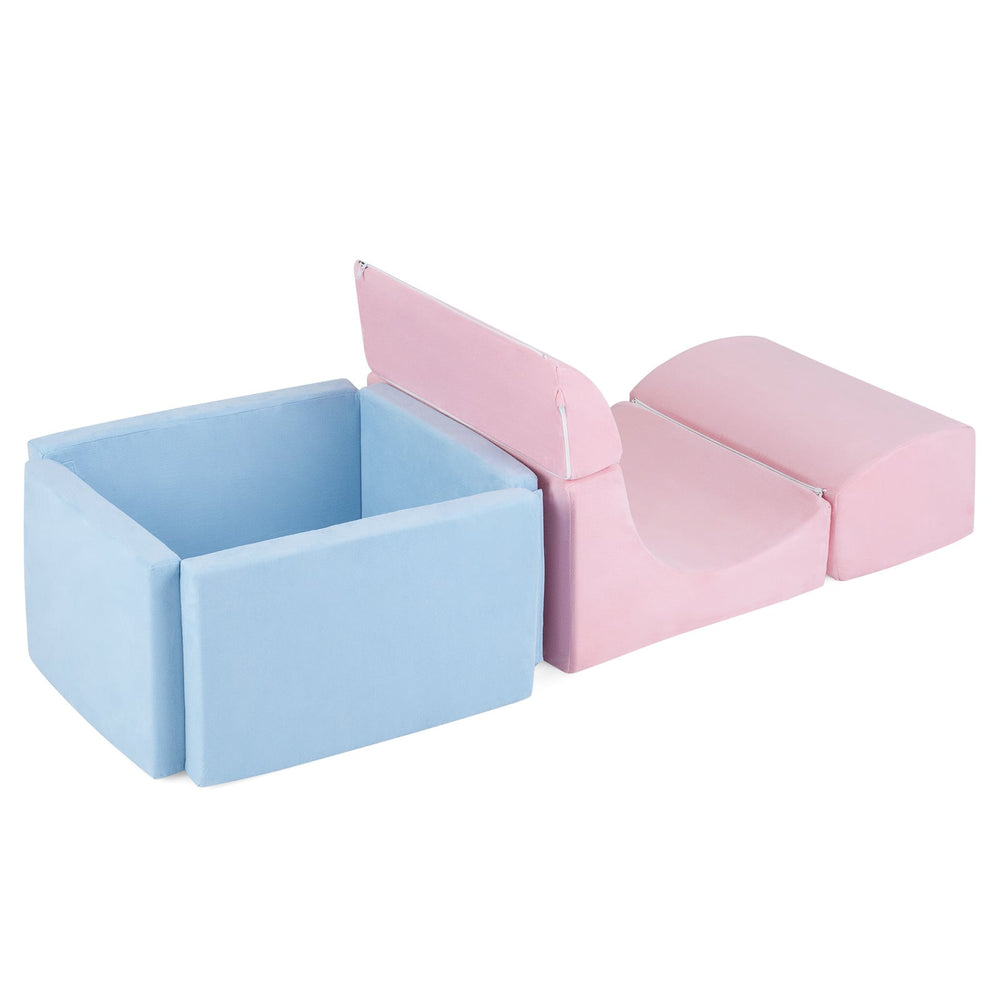 Foam Climbing Blocks for Toddlers Kids Soft Play Set with Ball Pit and Suede Covers Children Indoor-Colorful