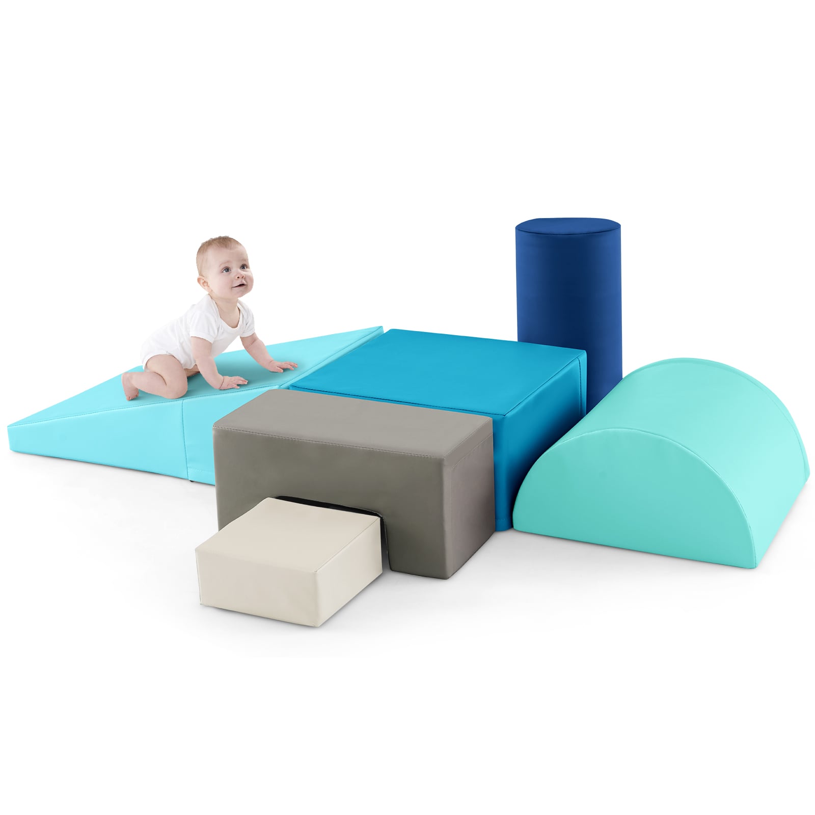 Foam Climbing Blocks with PU Cover for Toddlers 1-3-Navy