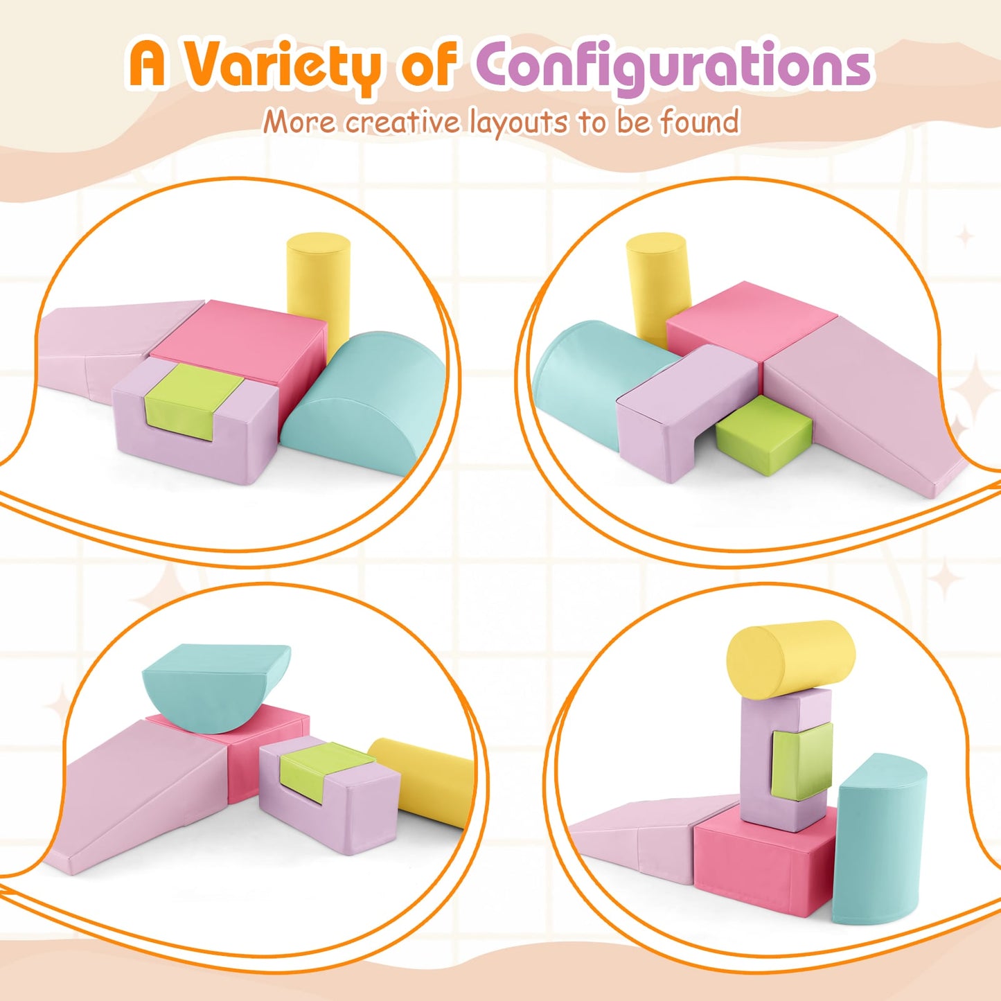 Foam Climbing Blocks with PU Cover for Toddlers 1-3-Macaron Pink