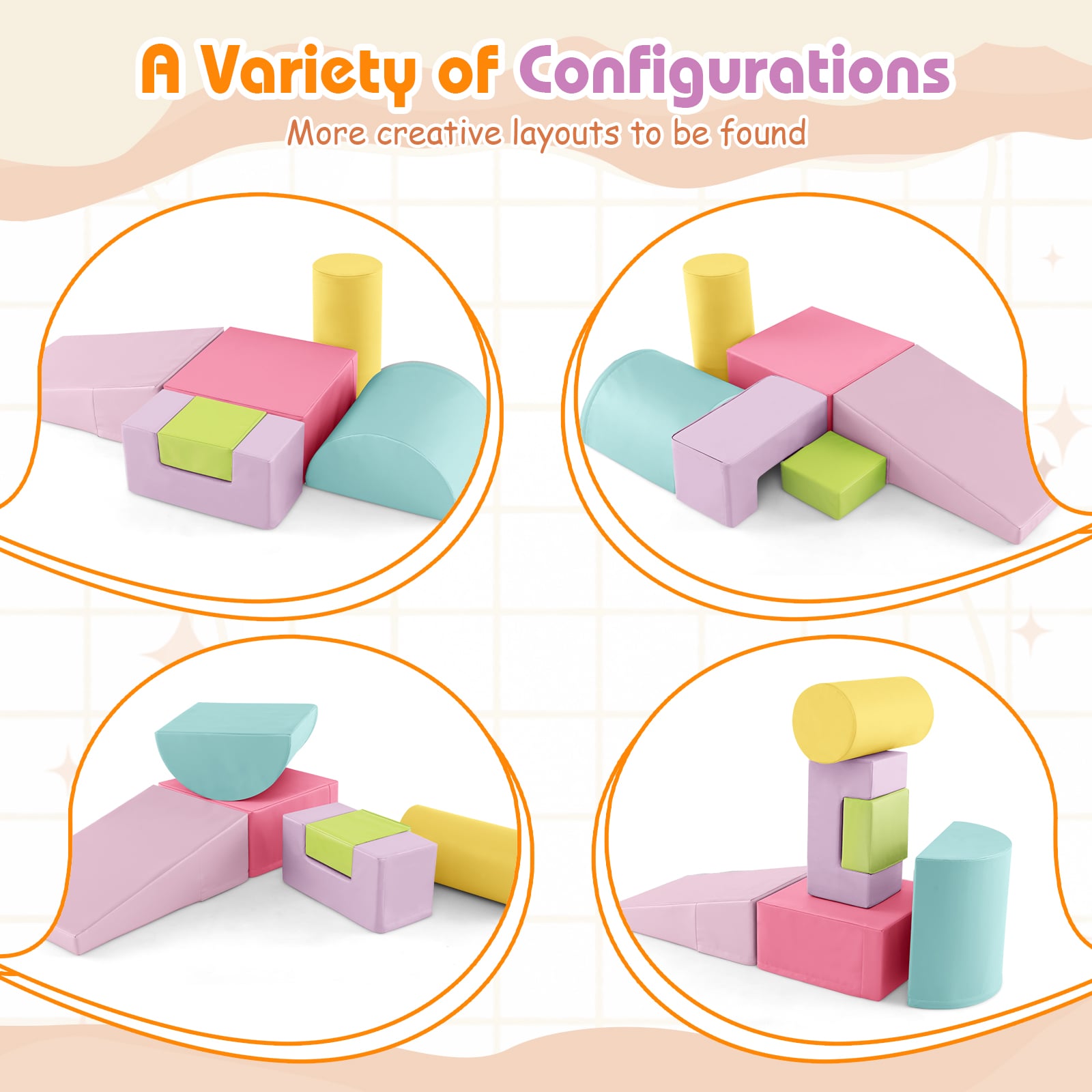 Foam Climbing Blocks with PU Cover for Toddlers 1-3-Macaron Pink