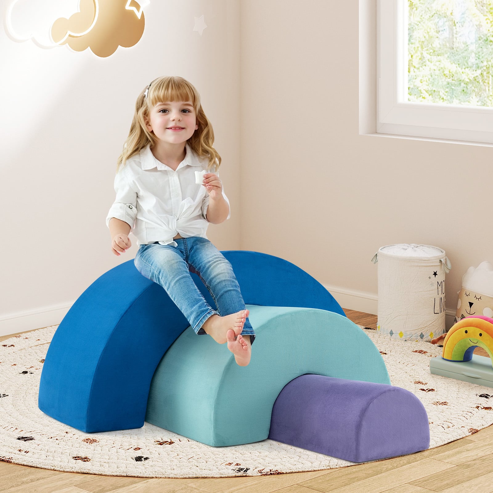 Rainbow Arc Climber Playset Foam Climbing Blocks Indoor Climb and Crawl Activity Play Set-Colourful