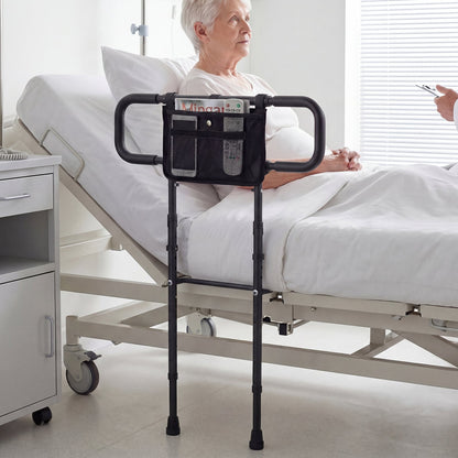 Foldable Bed Rail for Seniors Bed Rail for Elderly Adults Safety with Adjustable Width and Height-Black