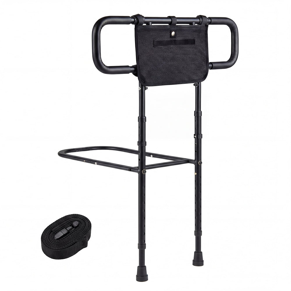 Foldable Bed Rail for Seniors Bed Rail for Elderly Adults Safety with Adjustable Width and Height-Black