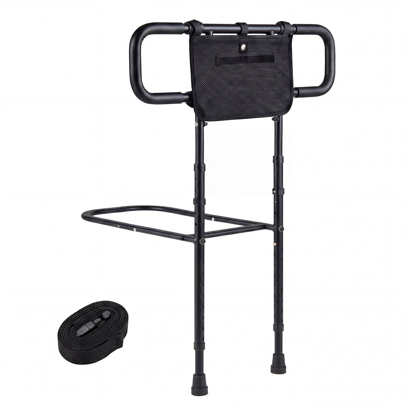 Foldable Bed Rail for Seniors Bed Rail for Elderly Adults Safety with Adjustable Width and Height-Black