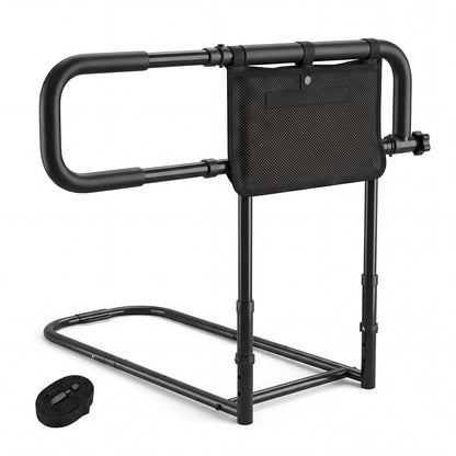 Foldable Bed Rail for Seniors with Adjustable Width and Height-Black