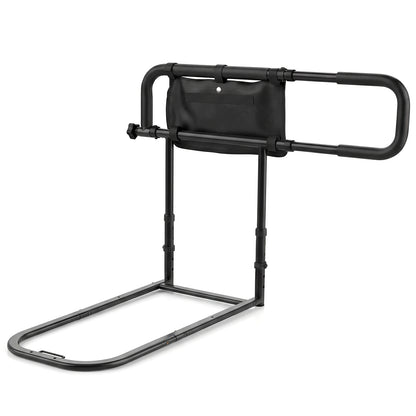 Foldable Bed Rail for Seniors with Adjustable Width and Height-Black