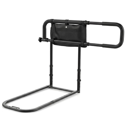 Foldable Bed Rail for Seniors with Adjustable Width and Height-Black