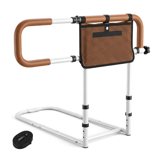 Foldable Bed Rail for Seniors with Adjustable Width and Height-White