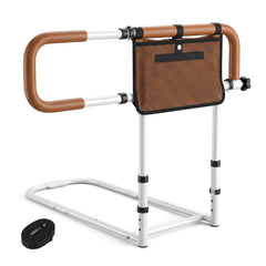 Foldable Bed Rail for Seniors with Adjustable Width and Height-White