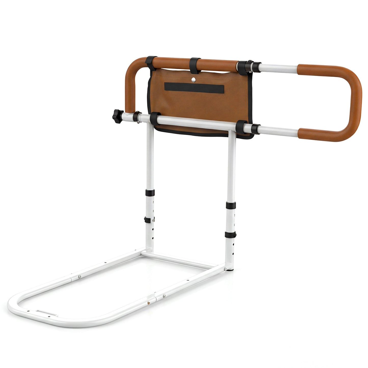Foldable Bed Rail for Seniors with Adjustable Width and Height-White