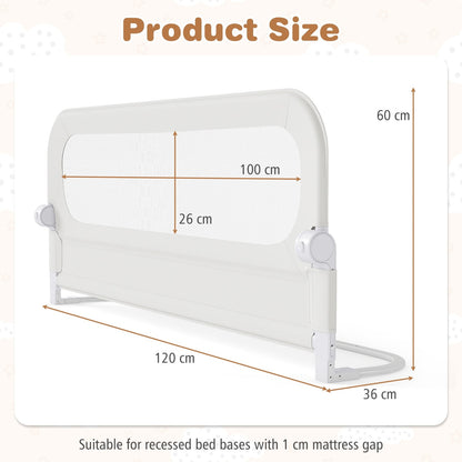 Foldable Bed Rail for Toddlers 120 Long with Removable Cover-White