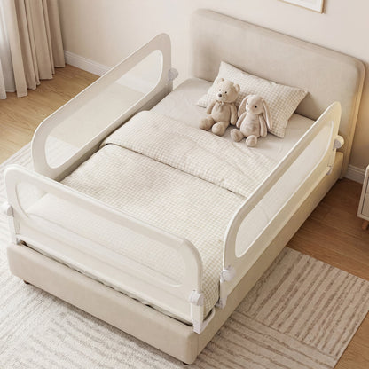 Foldable Bed Rail for Toddlers 148 Long with Removable Cover-White