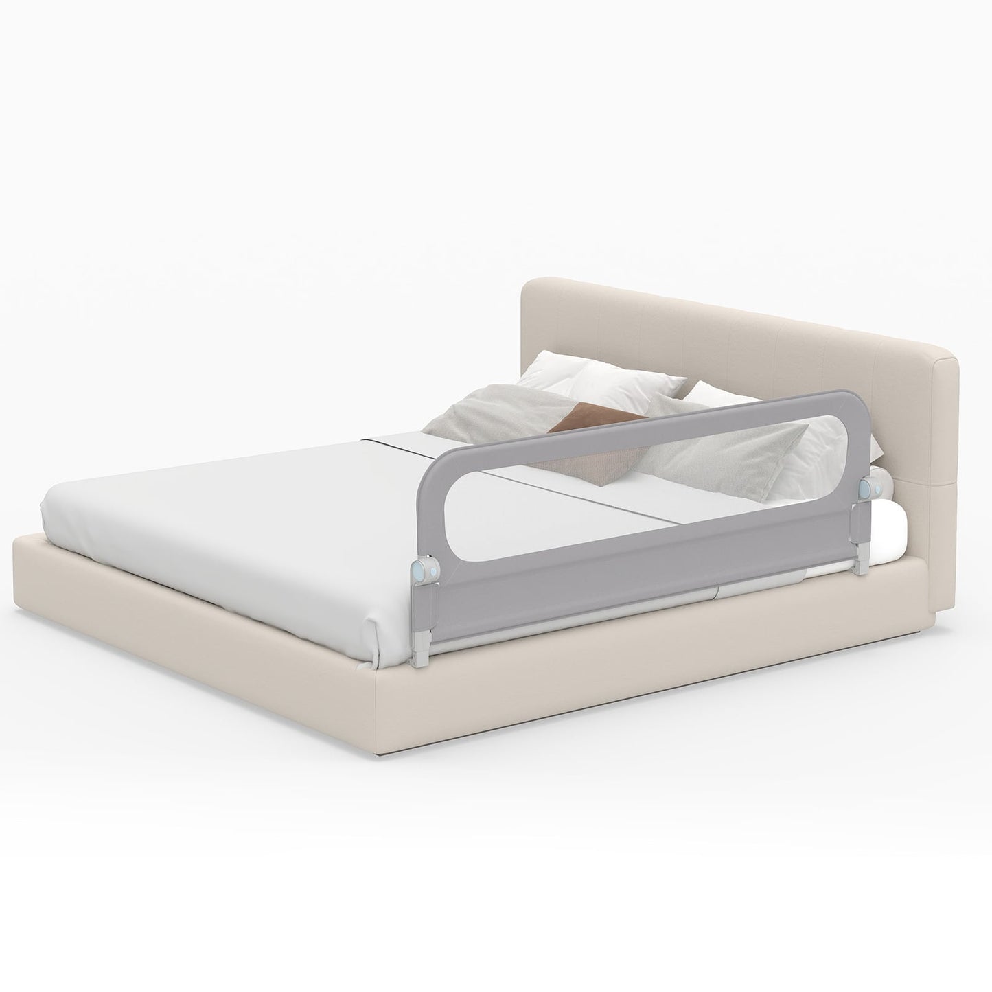 Foldable Bed Rail for Toddlers 178 Long with Removable Cover-Grey