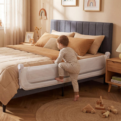 Foldable Bed Rail for Toddlers 178 Long with Removable Cover-White