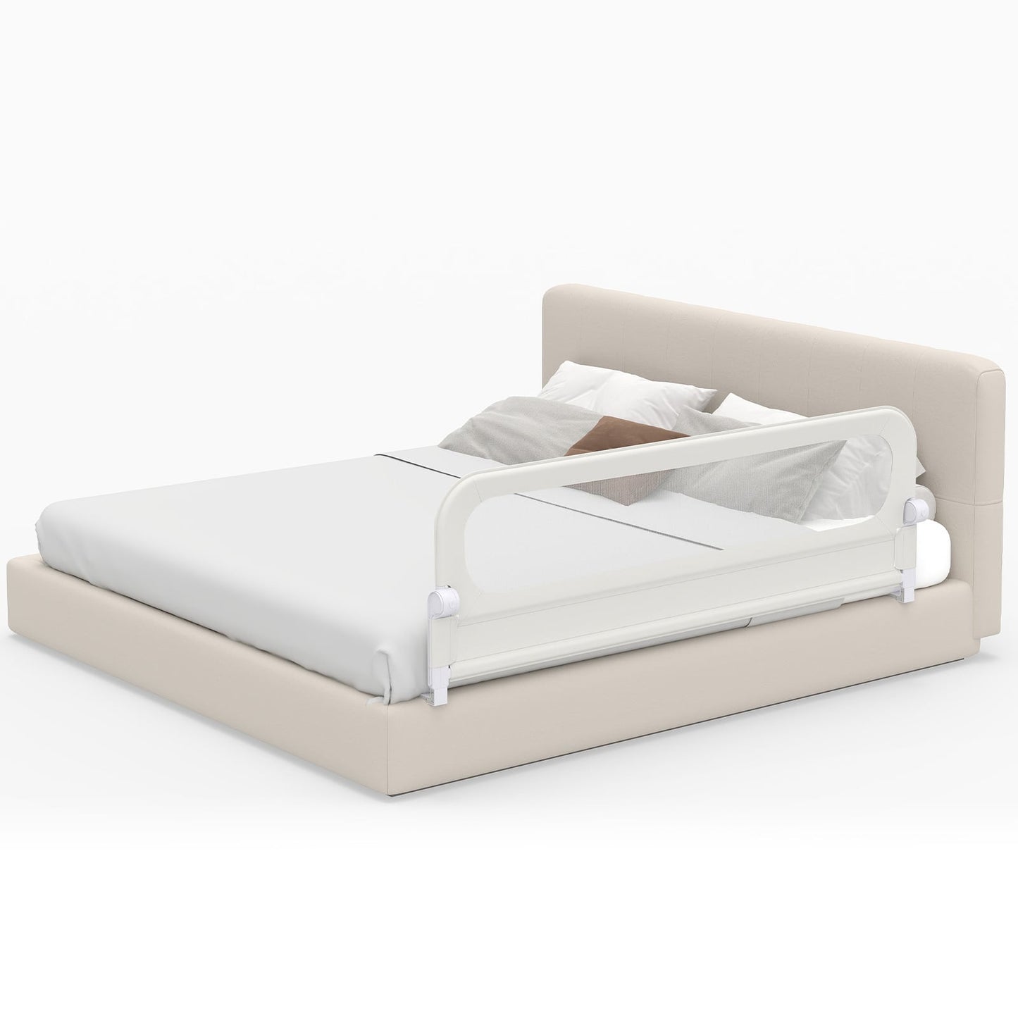 Foldable Bed Rail for Toddlers 178 Long with Removable Cover-White