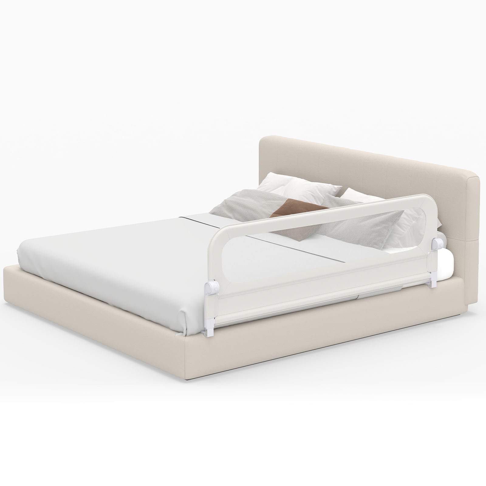 Foldable Bed Rail for Toddlers 178 Long with Removable Cover-White