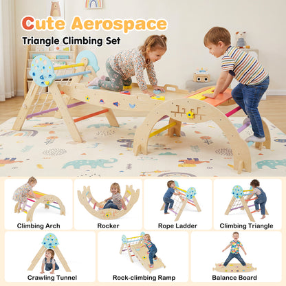 Foldable Climbing Toys with Arch and Climber for Toddlers-Colourful
