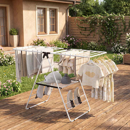 Foldable Gullwing Clothes Drying Rack with 142 cm Adjustable Wings