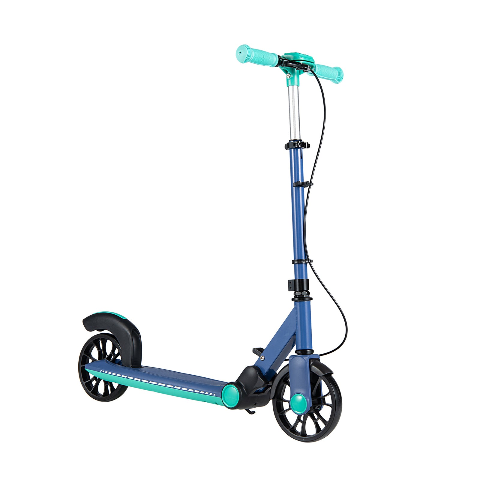 Foldable Kick Scooter with 2 Light-up Wheels and Rear Brake-Green