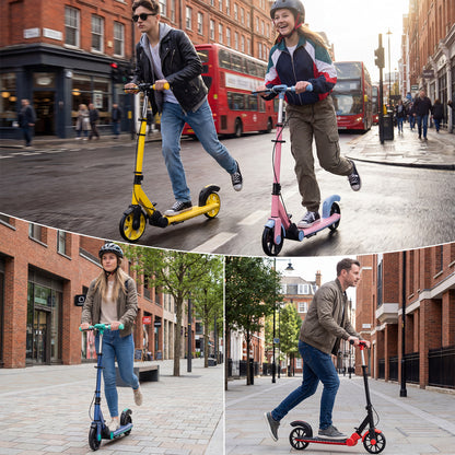 Foldable Kick Scooter with 2 Light-up Wheels and Rear Brake-Green