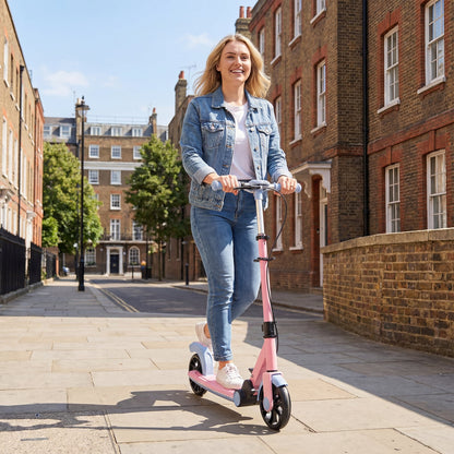 Foldable Kick Scooter with 2 Light-up Wheels and Rear Brake-Pink