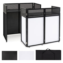 Foldable Mobile DJ Table Stand with Adjustable Feet and Detachable Tabletop-Black