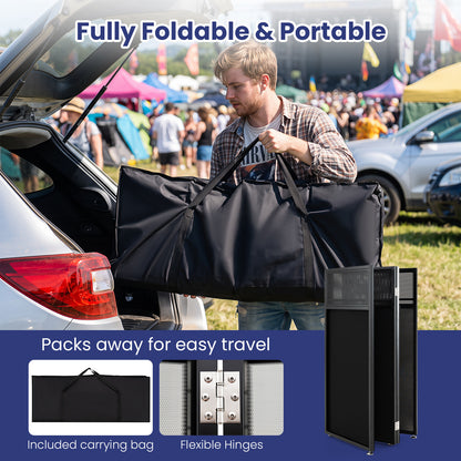 Foldable Mobile DJ Table Stand with Adjustable Feet and Detachable Tabletop-Black