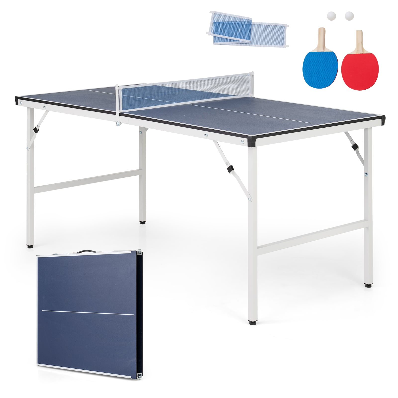 Foldable Ping Pong Table with Net for Indoor Outdoor Use