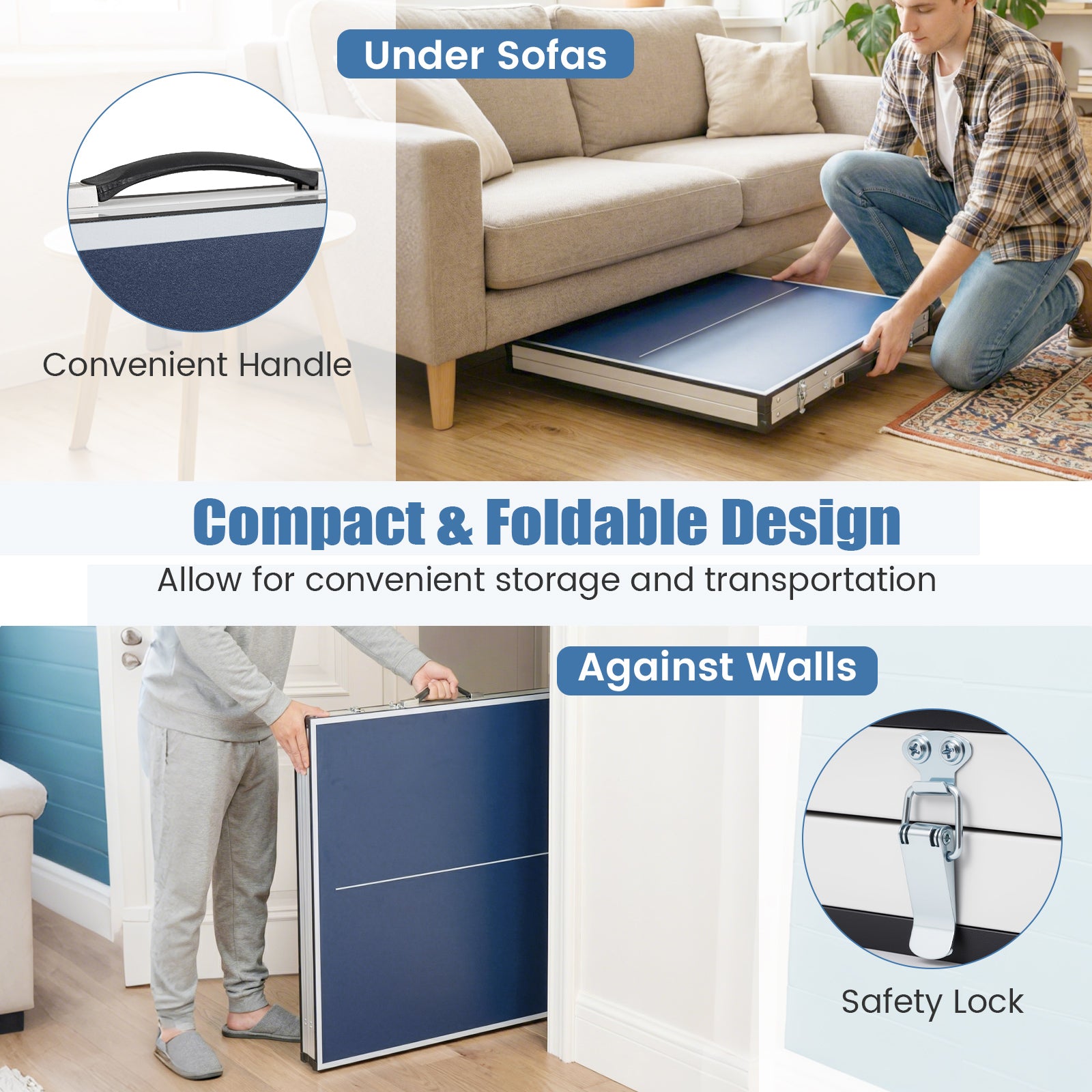 Foldable Ping Pong Table with Net for Indoor Outdoor Use