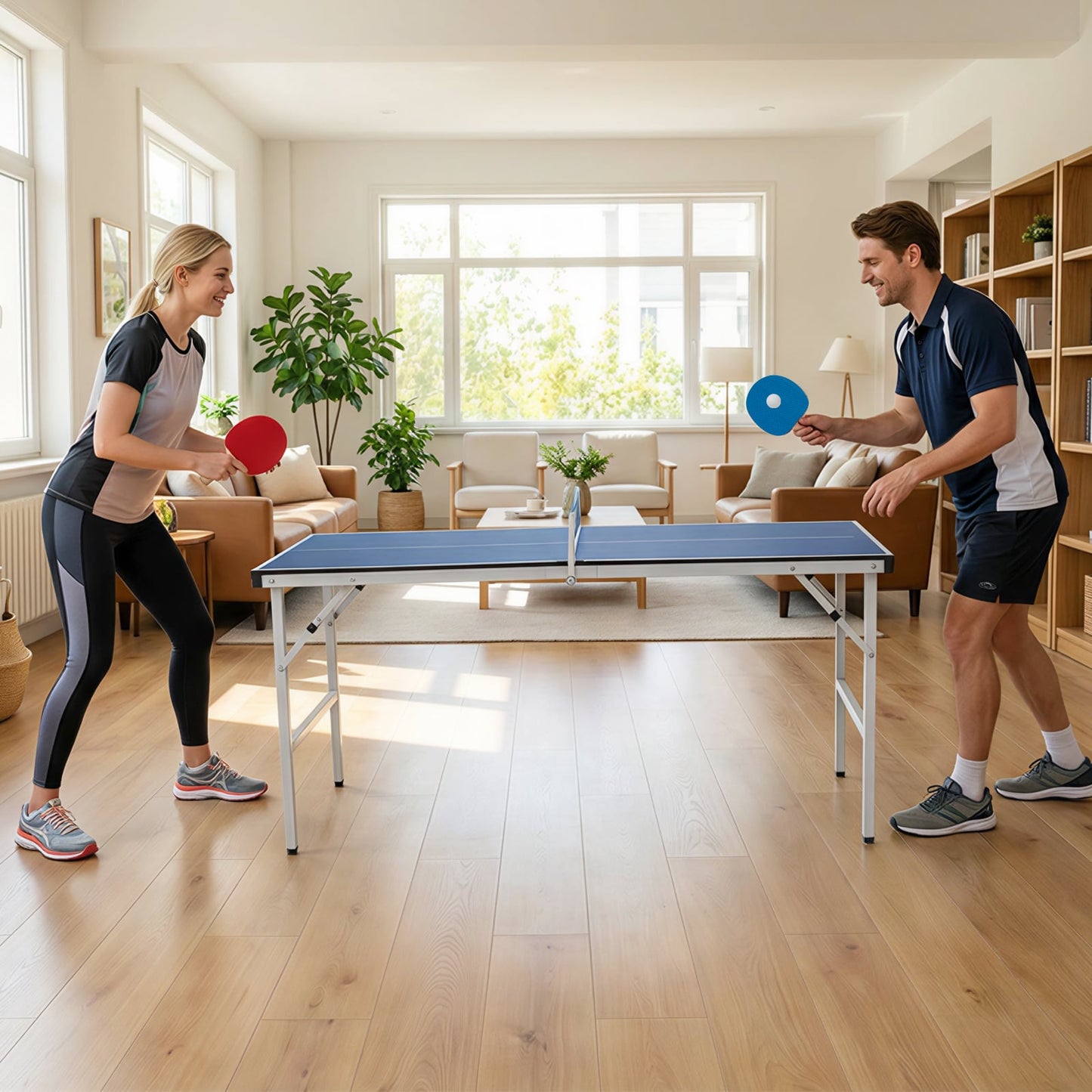 Foldable Ping Pong Table with Net for Indoor Outdoor Use