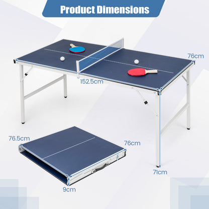Foldable Ping Pong Table with Net for Indoor Outdoor Use