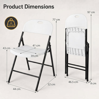 Foldable Plastic Chairs Set of 4 with Ergonomic Backrest