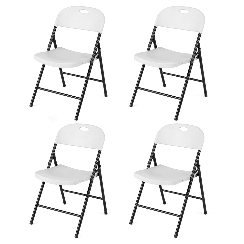 Foldable Plastic Chairs Set of 4 with Ergonomic Backrest