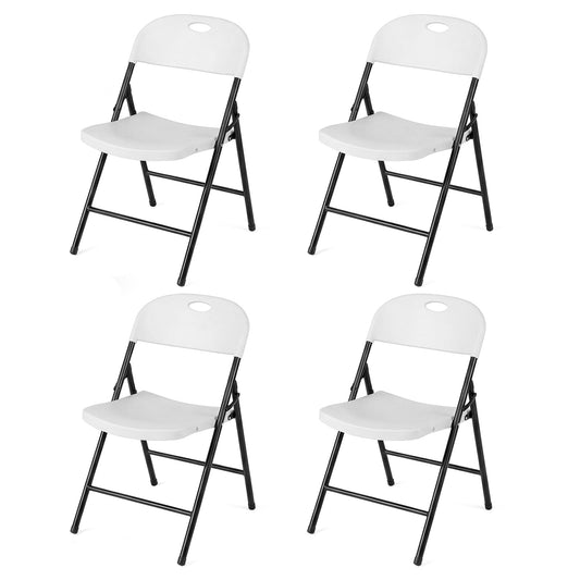 Foldable Plastic Chairs Set of 4 with Ergonomic Backrest