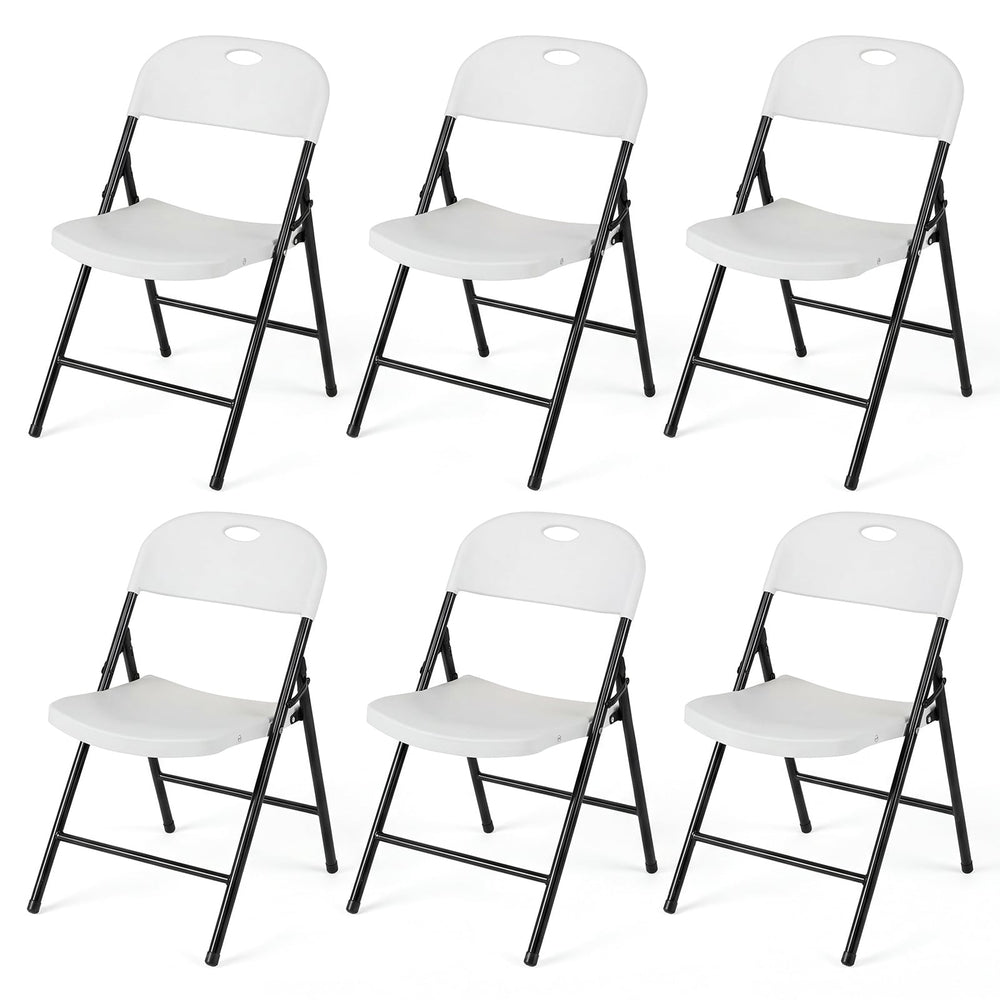 Foldable Plastic Chairs Set of 6 with Ergonomic Backrest