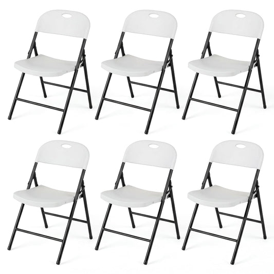 Foldable Plastic Chairs Set of 6 with Ergonomic Backrest