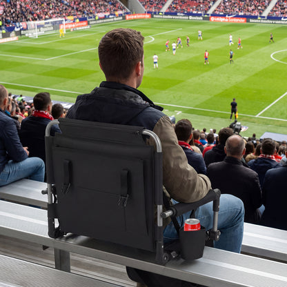 Foldable Stadium Seat 54 CM Wide Bleacher Chairs with Back Support and Padded Cushions-Grey