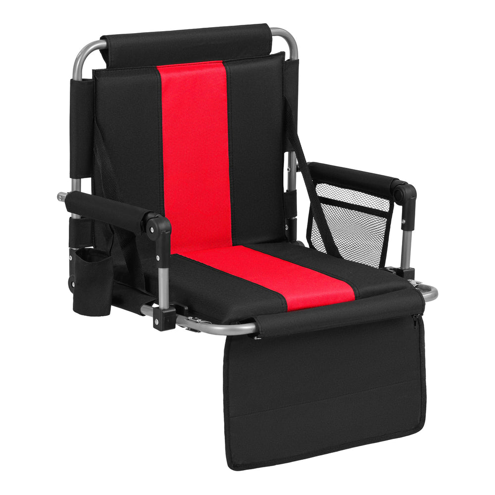 Foldable Stadium Seat 54 CM Wide Bleacher Chairs with Back Support and Padded Cushions-Red