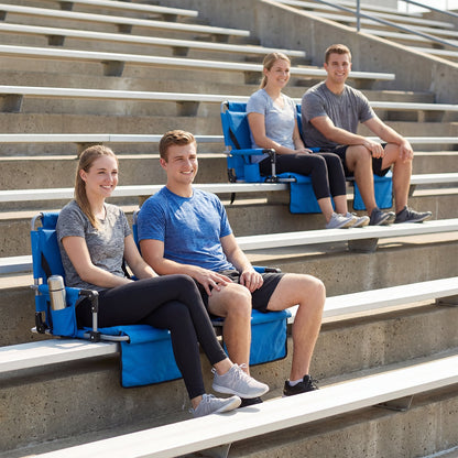 Foldable Stadium Seat Set of 2 with Padded Cushions and Armrest-Blue