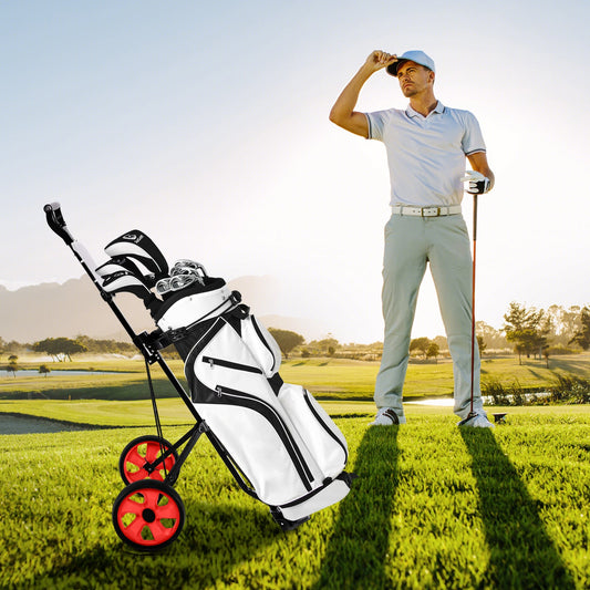 Foldable 2 Wheels Foldable Golf Cart with Scoreboard-Red