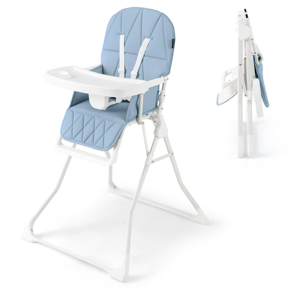 Foldable Baby High Chair with Removable Adjustable Tray-Navy
