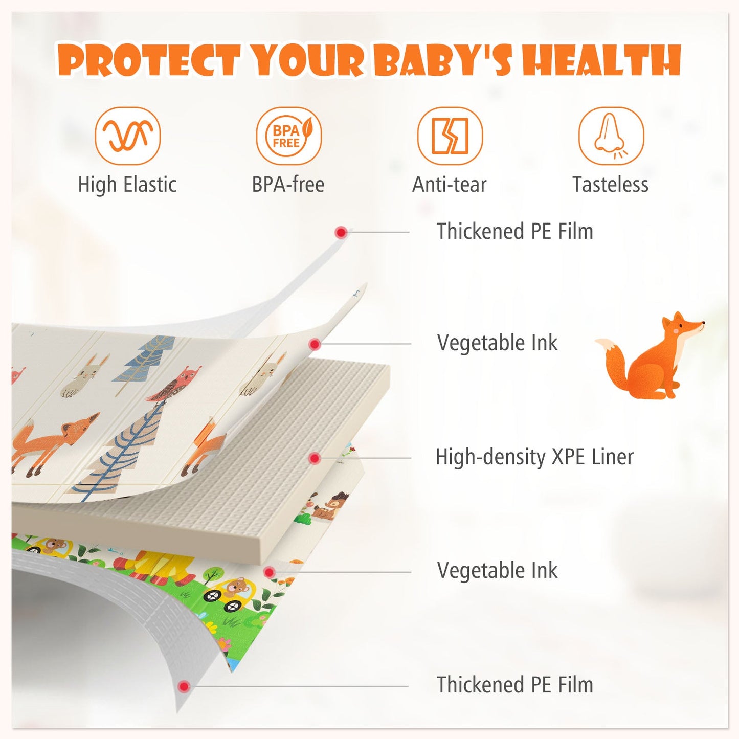 200 x 180 cm Extra Large Baby Floor Mat with Carry Bag-B