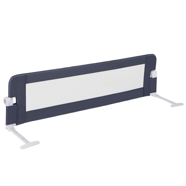 60-Inch Foldable Bed Rail Swing Down Baby Bed Guard Rail with Adjustable Safety Strap-Grey