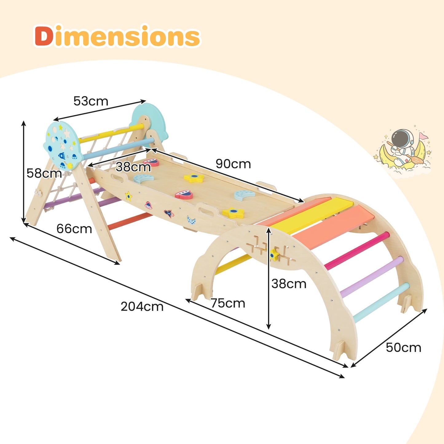 Foldable Climbing Toys with Arch and Climber for Toddlers-Colourful
