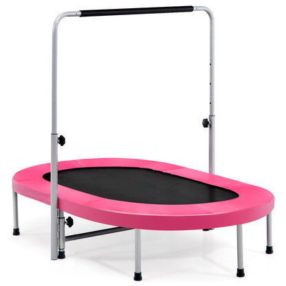 Double Foldable Fitness Trampoline with Adjustable Handrail-Pink